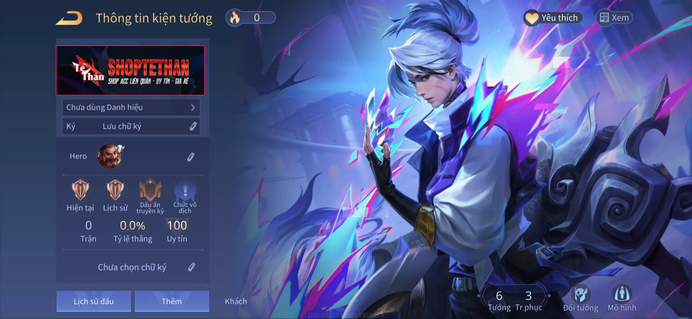 ACC REG: Rourker bạch tướng lão đại, sẵn tướng, free đổi tên, trắng thông tin